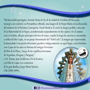 8 DE MAYO: BIENAVENTURADA VIRGEN MARÍA DE LUJÁN  PATRONA DE ARGENTINA