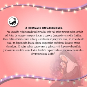 NOVENA A LA BEATA MARÍA CRESCENCIA CUARTO DÍA  SÁBADO 14 DE MAYO