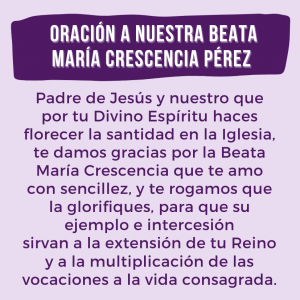 ESTAMPA Y ORACION A NUESTRA BEATA MARIA CRESCENCIA