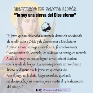 13 DE DICIEMBRE  SANTA LUCÍA. , VIRGEN Y MÁRTIR DE SIRACUSA