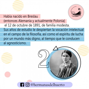 9 DE AGOSTO: SANTA TERESA BENEDICTA DE LA CRUZ.  EDITH STEIN. MÁRTIR Y RELIGIOSA  FIESTA